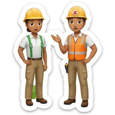 Landscaping company worker talking to another person, full body sticker