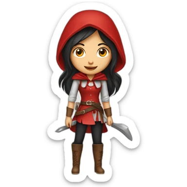 red-ridding-hood-girl-with-long-black-strait-hair-with-white-break sticker