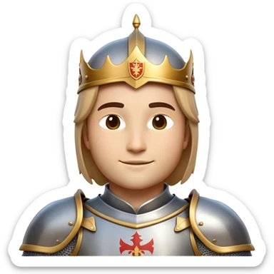Clash of Clans aesthetic: Beautiful and Majestic Knight Portrait Emoji, Rendered in serene valor with a gentle, confident smile and regal bearing, showcasing a refined, elegantly armored form with polished heraldic accents and softly closed eyes in natural skin tone, Simplified yet exquisitely endearing features, highly detailed, glowing with a soft, majestic light, high shine, calm and heroic, stylized with an air of timeless chivalric grace, soft glowing outline, capturing the essence of a majestic knight whose noble spirit inspires epic quests! sticker