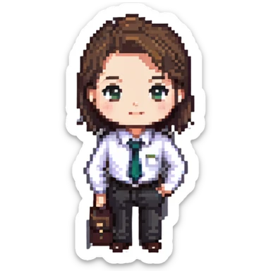 simple chibi office worker in business casual sticker