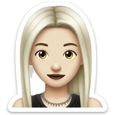 Emo white girl with nose piercing, black hair, and spiked necklace sticker