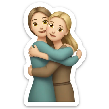 slavic mom and daughter hugging sticker