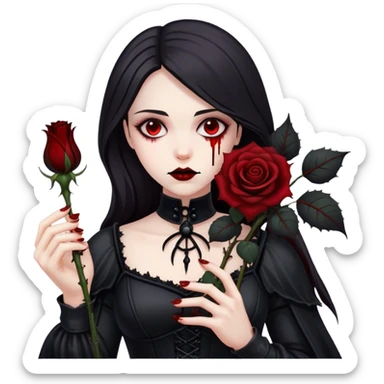 Bloody black rose anime gothic beautiful gorgeous cool edgy lady sticker