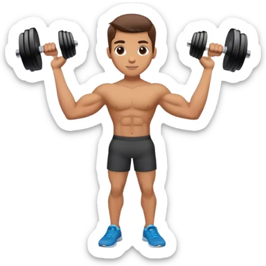 T pose with arms to the side and dumbbells in hand sticker