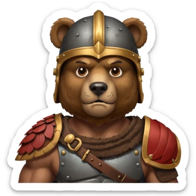 a bear Roman Gladiator, half upper body sticker