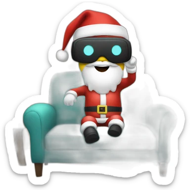 Santa in vr headset on couch sticker