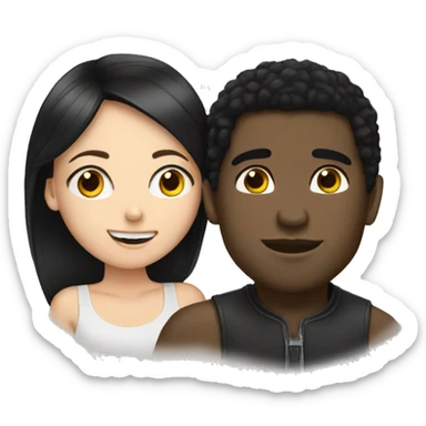 black guy kisses white girl with black hair sticker