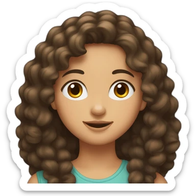 Fille brune avec cheveux bouclés sticker