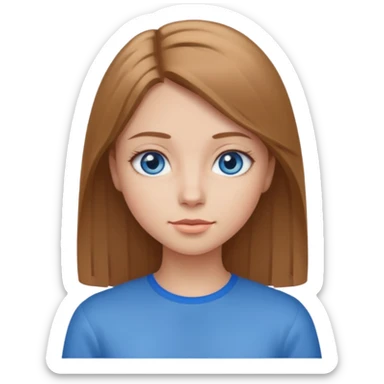 Girl with light brown straight hair with blue eyes sticker