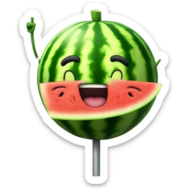 Watermelon giving the thumbs up while dancing on a pole sticker