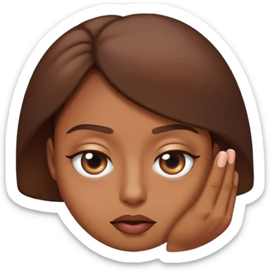 Rolling eye emoji with eyes half shut with a sassy hand gesture going across like “period” sticker