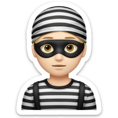 A theif robber emoji,Stripped shirt,eye mask. sticker