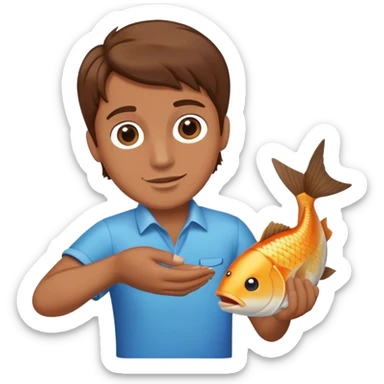 Man dancing with a fish in his right hand  sticker