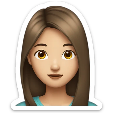 23 years old beautiful asian woman with a long straight brown hair sticker