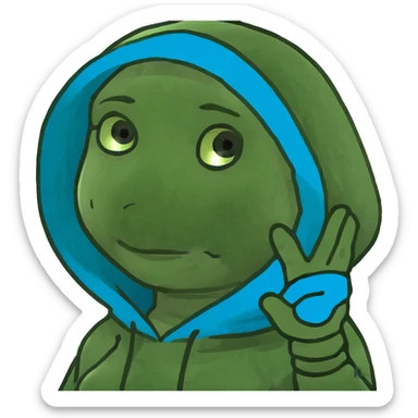 Girl holding her hand up in blue hoodie  sticker