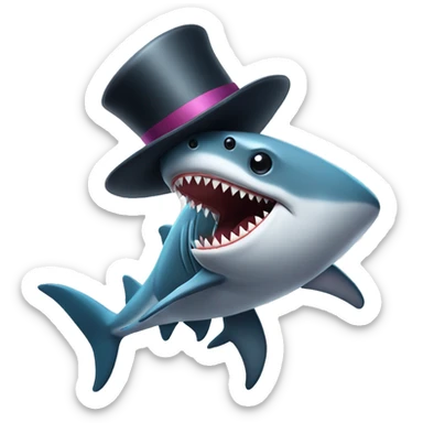 Shark with a tophat and a fancy cane sticker