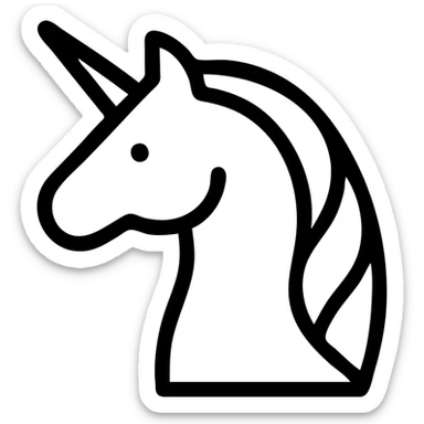 simple outlined unicorn icon with black lines sticker