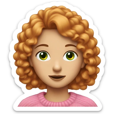 Burnett haired girl with green eyes and a pink sweater sticker