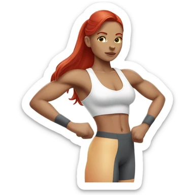 white red head gym girl long hair muscular sticker