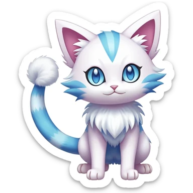 Shiny Magical Elemental Exotic Skitty-Delcatty-Pokémon-Fakémon-hybrid-creature (full body) sticker