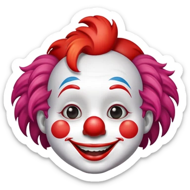 a cute clown with red nose and colorful hair sticker