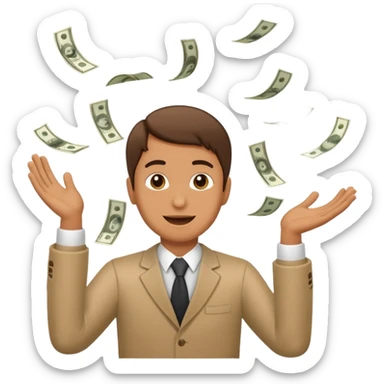 a person tossing money in the air sticker