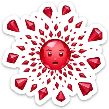 head exploding with rubies flying out sticker