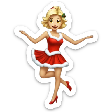 dansing blonde woman in christmas dress full body sticker