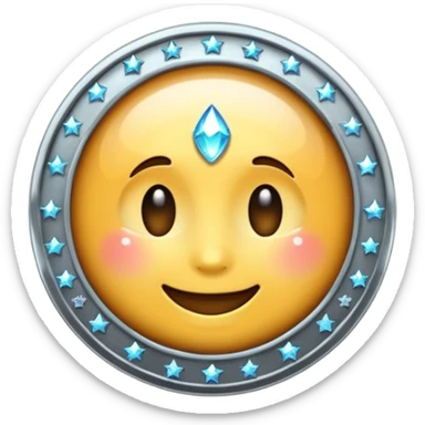 classic emoji style silver coin with magical sparkles sticker