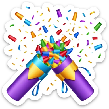 Colorful celebration with confetti and party poppers sticker