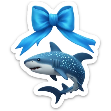 Whale shark with a blue bow  sticker