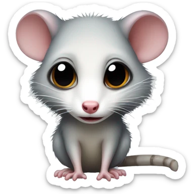 opossum looking straight ahead with a tear drop coming from its eye sticker
