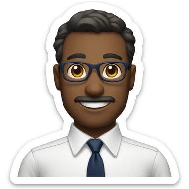 A modern man with glass white shirt and  navy blue tie waving hands sticker