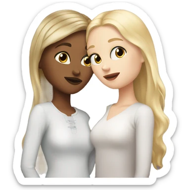 white girl with blonde hair kissing white brunette girl sticker