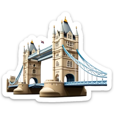 Cinematic Realistic Tower Bridge Landmark Emoji, depicted with iconic Victorian architecture spanning the River Thames, rendered with lifelike textures and dramatic natural lighting that captures its majestic presence. sticker