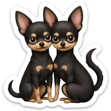 Two black chihuahuas cuddling sticker