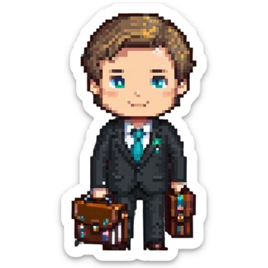 chibi businessman in suit with briefcase sticker