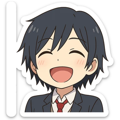 Anime-style emoji combining Hiro from 'Darling in the Franxx', Miamur from 'Horimiya', and Kanata Asai from 'Ovation Moments' sticker