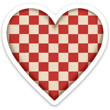 red and white gingham heart vintage  sticker