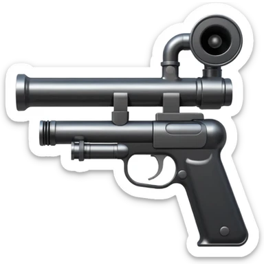 Gun with silencer in front of the pipe sticker