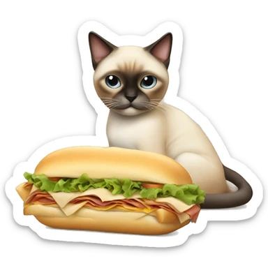 chonky siamese cat eating sub sandwich  sticker