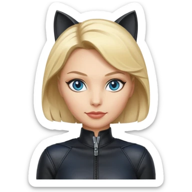 Catwoman with blonde hair and blue eyes sticker