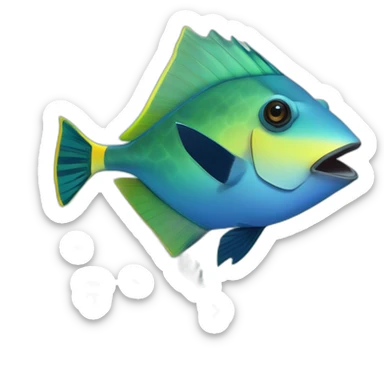 Hawaiian Reef Triggerfish with oval-shaped body, vibrant grayish-blue body alternating in shades of blue, green, white with a long, pointed snout. sticker