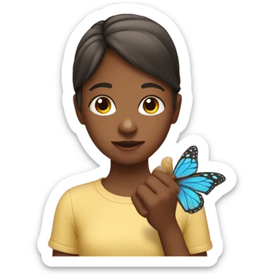 A girl having butterfly in her hand sticker