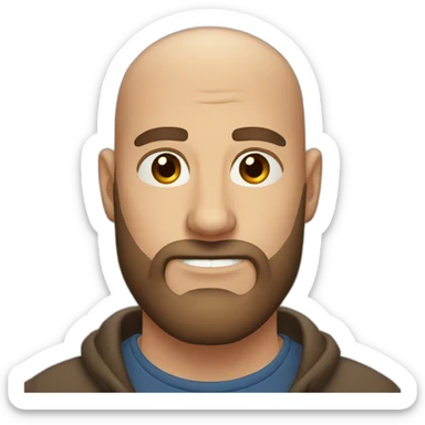 Bald Man beard brown eyes with Moose antlers sticker