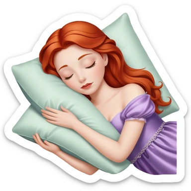 Sleeping beauty redhead white girl with a silk pillow sticker