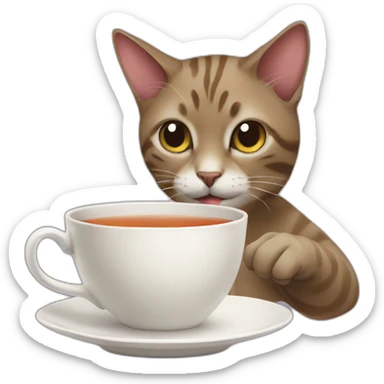 cat catch tea sticker