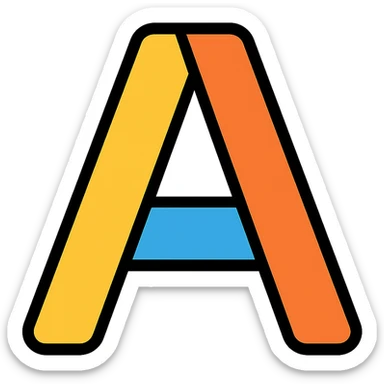 colorful letter A icon color outline style sticker