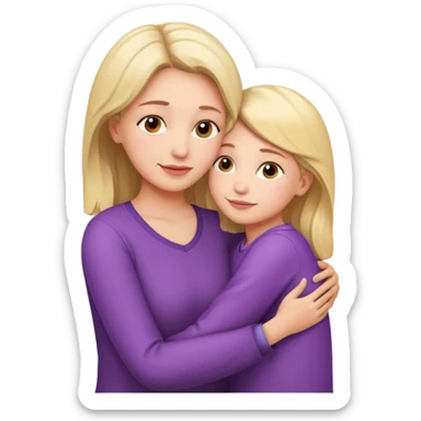 mom and daughter hugging sticker