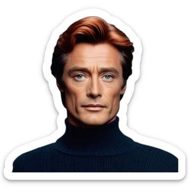 Alain delon blue eyes turtleneck sweater red hair sticker